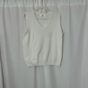 Cream Sleeveless V-Neck Top